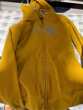 The North Face eomen Mustard Yellow Full-Zip Fleece Hoodie size Med